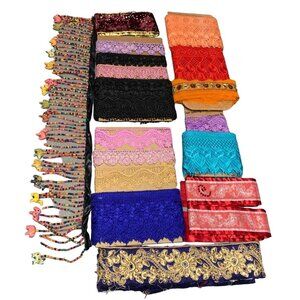 24 yds 15" Assorted Lace & Trim Fabric Bundle - Various Colors & Patterns